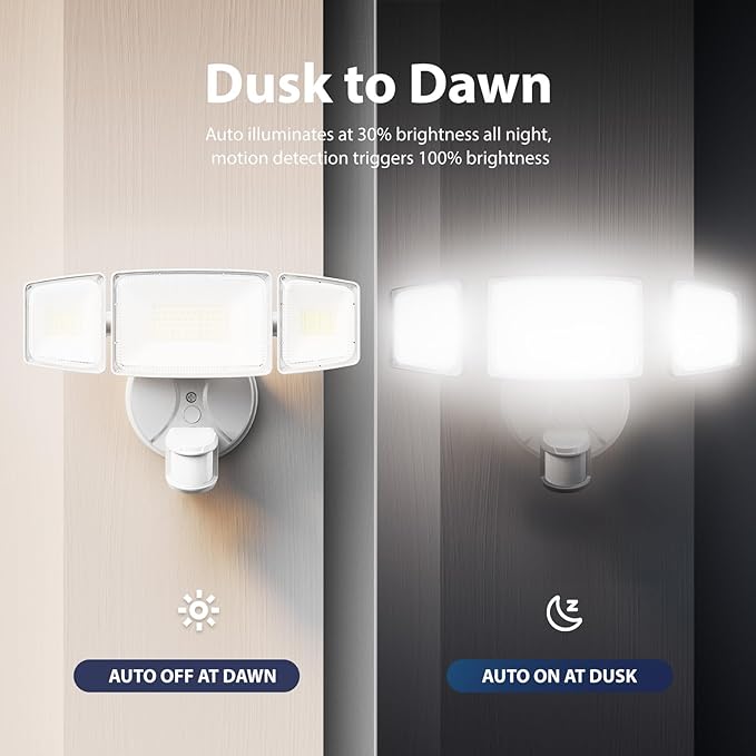 Onforu 2 Pack 100W 11000LM LED Motion Sensor Outdoor Lights, Dusk to Dawn Flood - Image 6