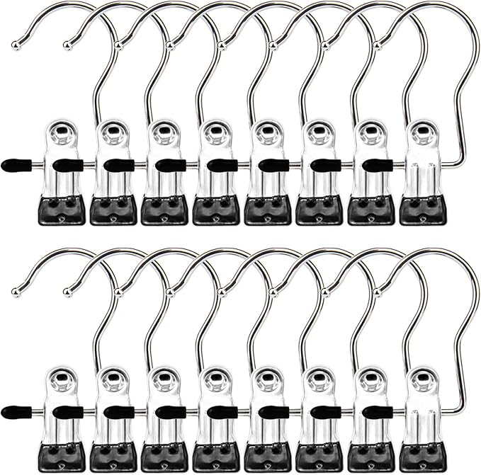 Boot Hangers Clips, 16 Pack Laundry Hooks Hanging Clips Clothes Pins Closet by MECHEER