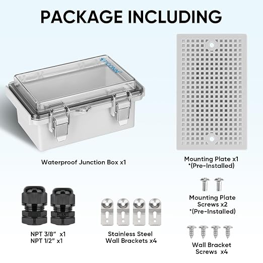 TICONN Outdoor Electrical Box Waterproof, Junction Box IP67 ABS Plastic - Image 6