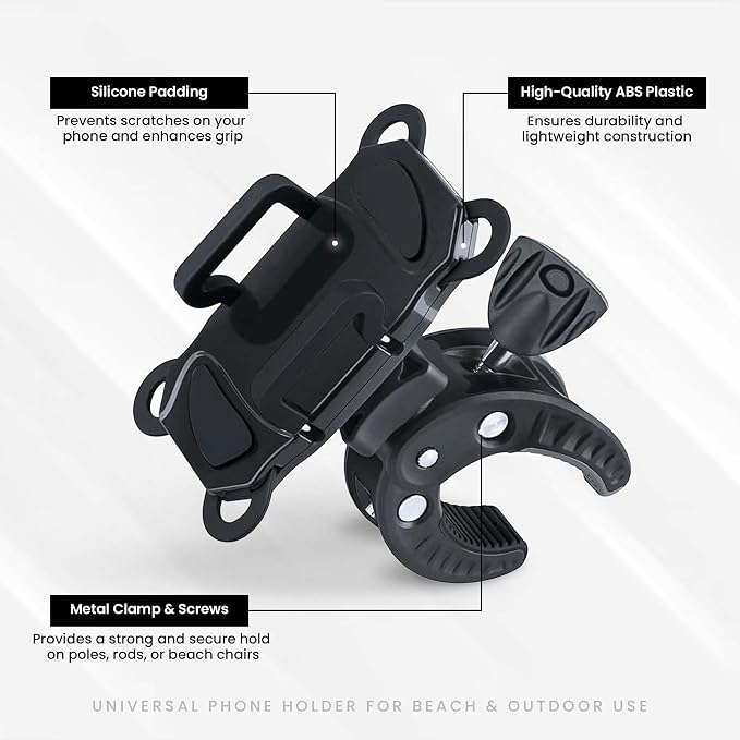 Beach Umbrella & Chair Phone Holder – Universal Clamp - Image 4