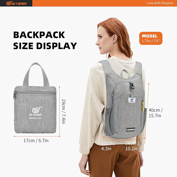 SKYSPER 10L Hiking Backpack Small Hiking Daypack Packable Lightweight Travel - Image 6