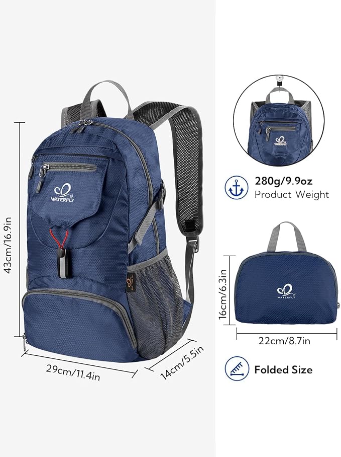 WATERFLY Small Lightweight Packable Backpack: 20l Ultra Light Foldable Travel - Image 2