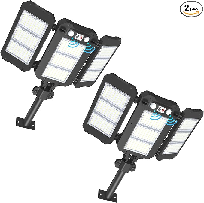 Solar Lights Outdoor, 7000 LM Super Bright Dual Motion Sensor Lights, Aluminum by Ropelux