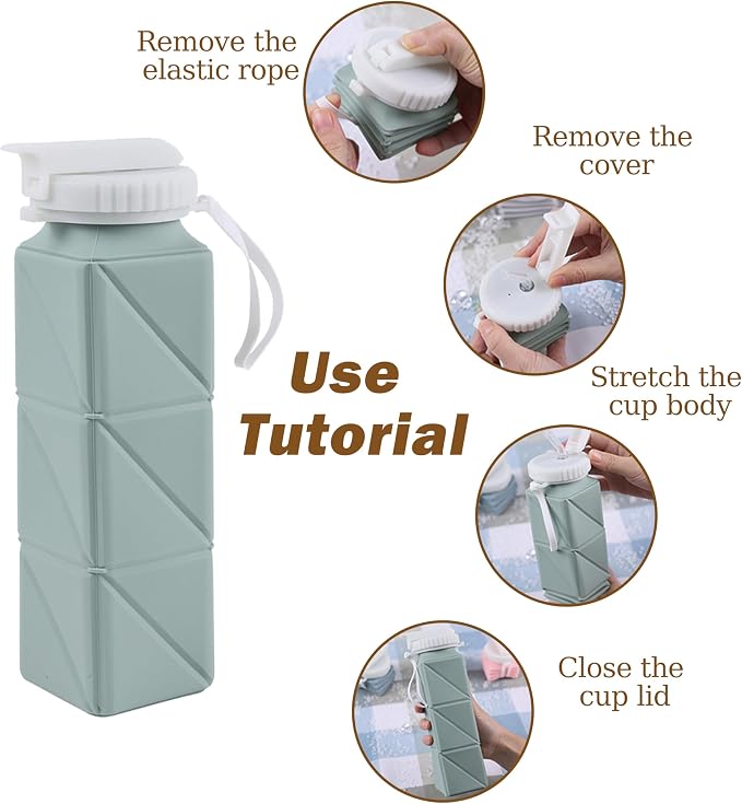 EOBTAIN Pink Travel Collapsible Water Bottle - Image 7