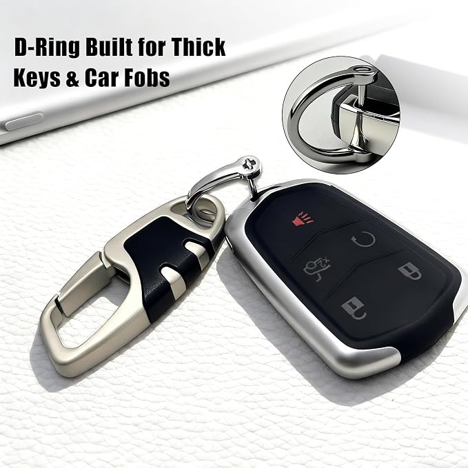 Keychain with Carabiner Clip, 4 Heavy Duty Key Rings and D Ring - Image 2