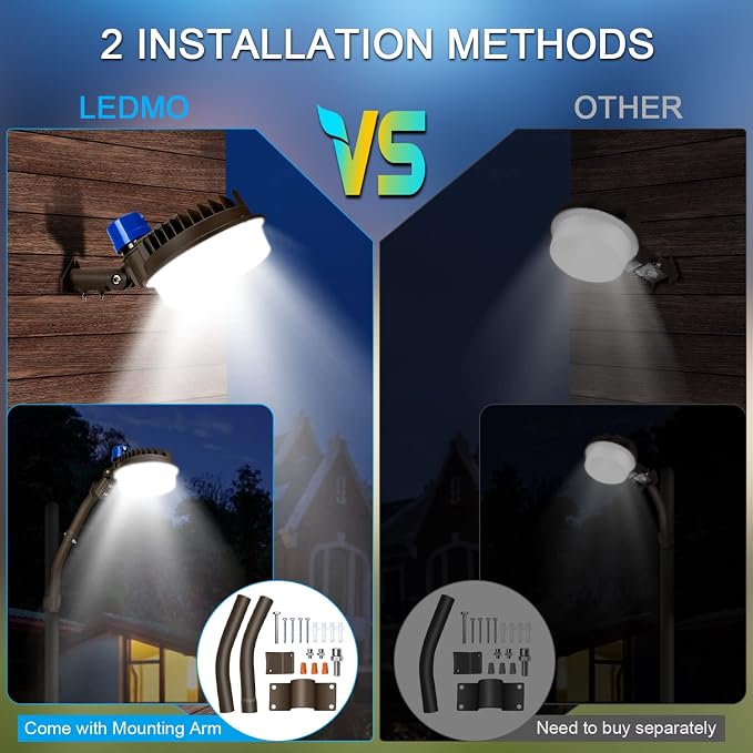 ledmo 120W LED Barn Light Dusk to Dawn Outdoor Lighting 18000lm 5000K LED - Image 4