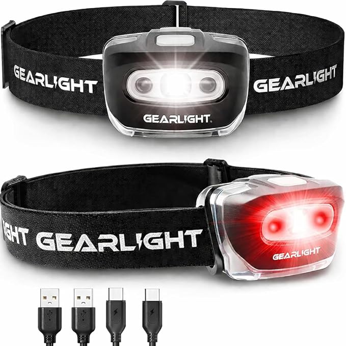 GearLight USB Rechargeable Headlamp Flashlight by GearLight