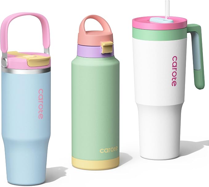 CAROTE 3-Pack Insulated Stainless Steel Water Bottles by CAROTE