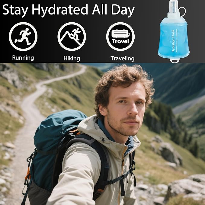 CLINTT 150ml Soft Flask, Foldable Running Water Bottle, TPU Folding Soft Water - Image 6