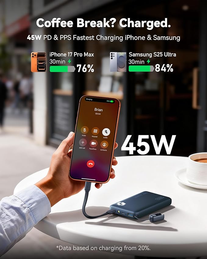 INIU Portable Charger, Ultra Slim 10000mAh 45W PD Power Bank, Fast Charging - Image 3