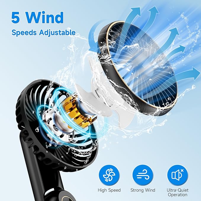 Portable Handheld Fan, 180° Foldable Personal Fans, USB Rechargeable Mini Hand - Image 3