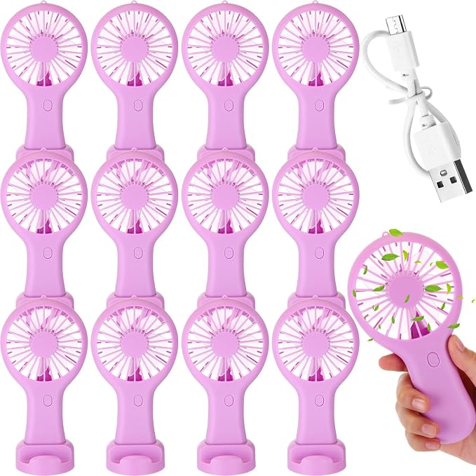 Woanger 12 Pcs Mini Handheld Fan Bulk 3 Speed USB Electric Battery Operated by Woanger