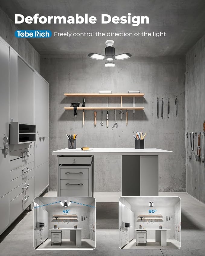 toberich LED Garage Light Bulbs 6 Pack, 8000LM Shop Lights - Image 3