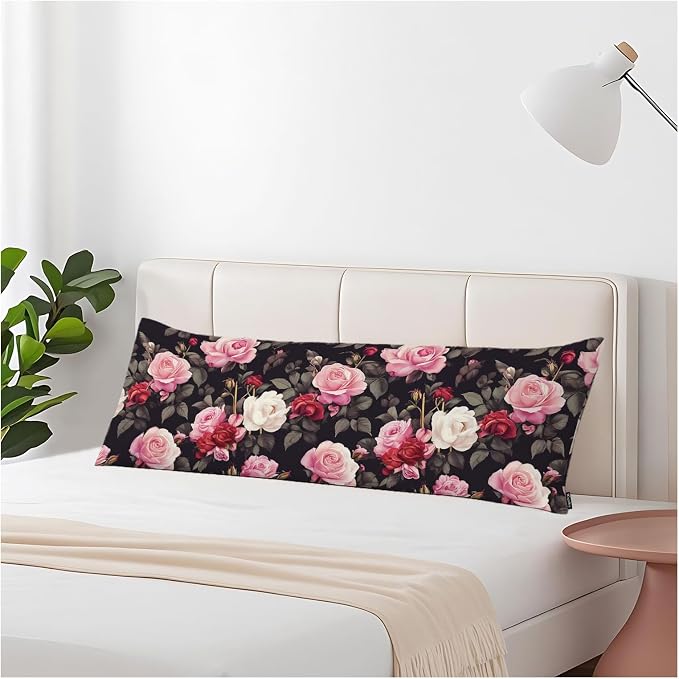 Outdoor Pillows Body Pillow Cover Rose Lumbar Body Pillow Case Protector by Unknown