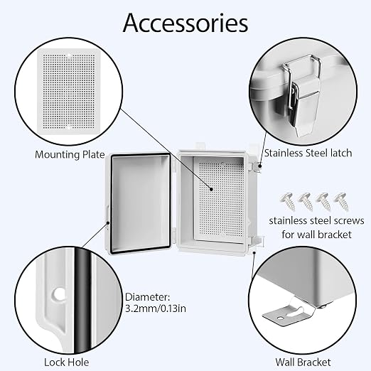 LeMotech Electrical Box, IP67 Waterproof Hinged Cover Stainless Steel Latch - Image 4