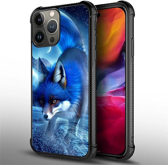 for iPhone 15 Pro Max Case, Snowy Mountain Fox Lake Pattern Graphic Design Girl - Image 3