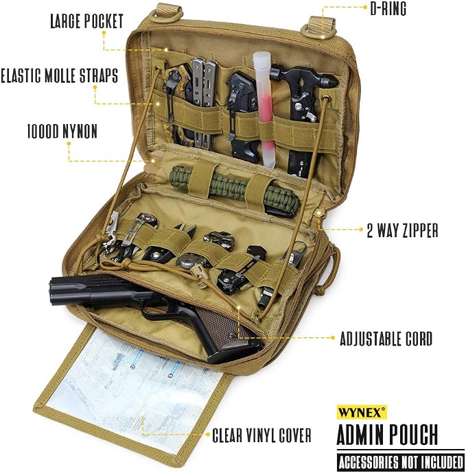 WYNEX Tactical Molle Admin Pouch of Double Layer Design, Admin Pouches Molle - Image 2