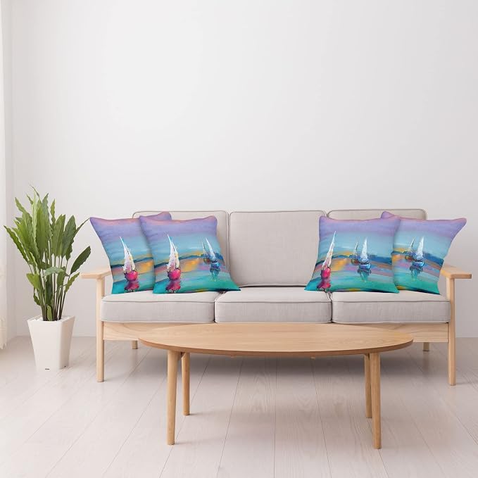 Ambesonne Abstract Oil Painting Decorative Throw Pillow Case Pack of 4 - Image 4