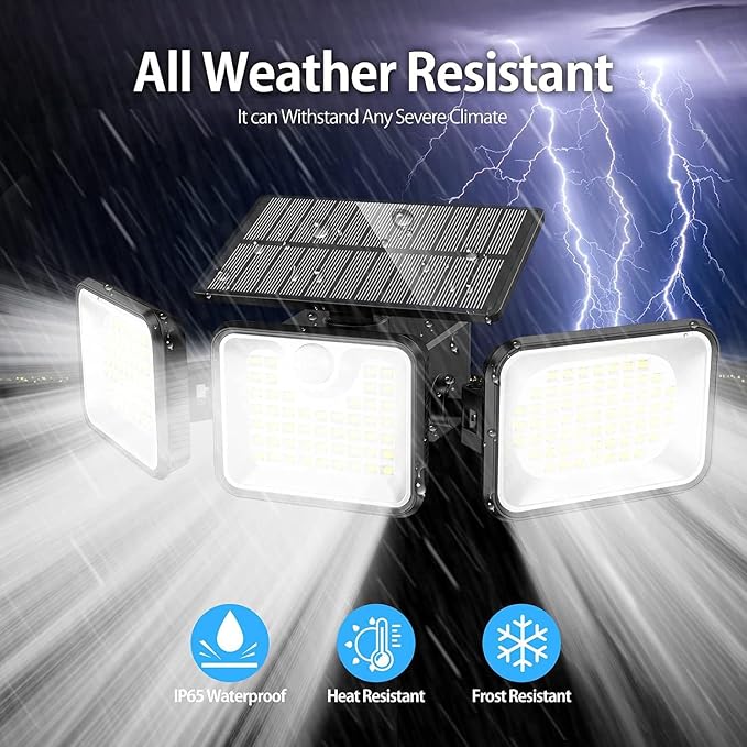 2 Pack 180 LED Solar Flood Light Outdoor, Motion Sensor Outdoor Lights - Image 2