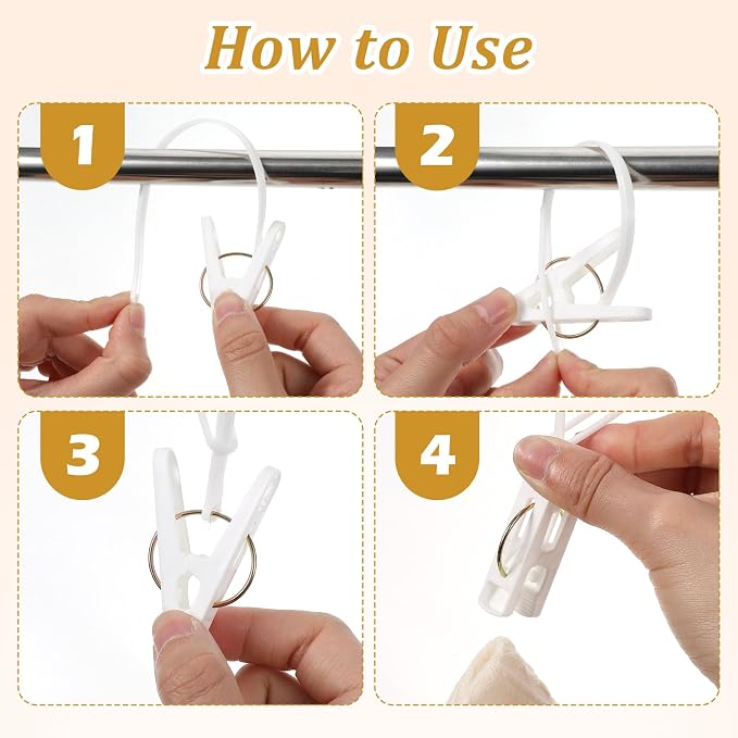 15 Pack Laundry Hooks with Rope, Windproof Drying Rack Accessories - Image 7