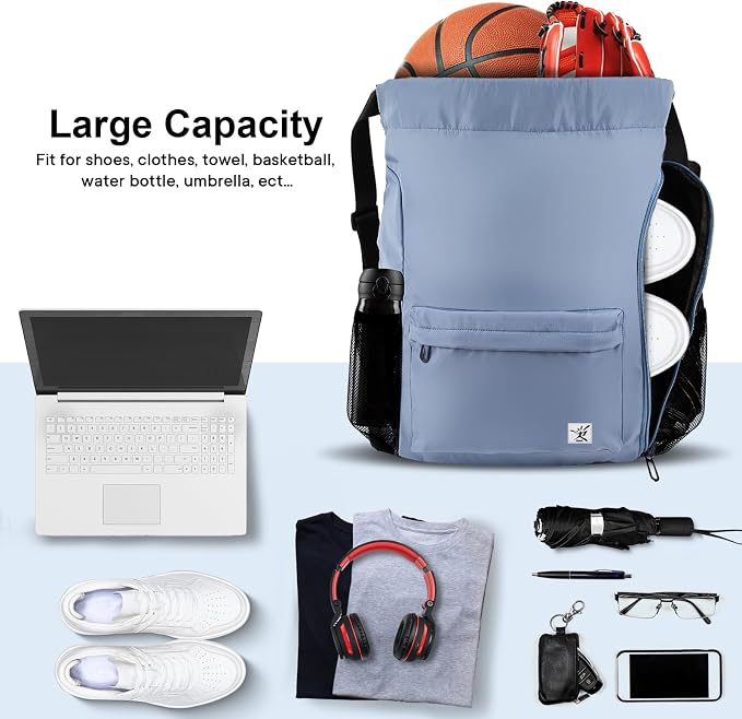 Drawstring Backpack with Mesh Pockets String Gym Bag Sackpack Sandproof Water - Image 2