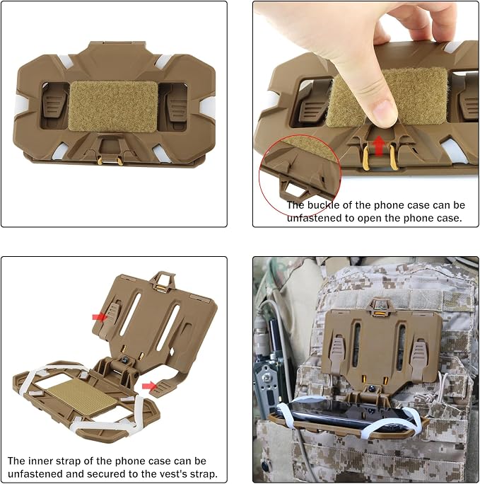 Phone Mount MOLLE Vest Plate Carrier Tactical Phone Holder, Quick Release Flip - Image 6