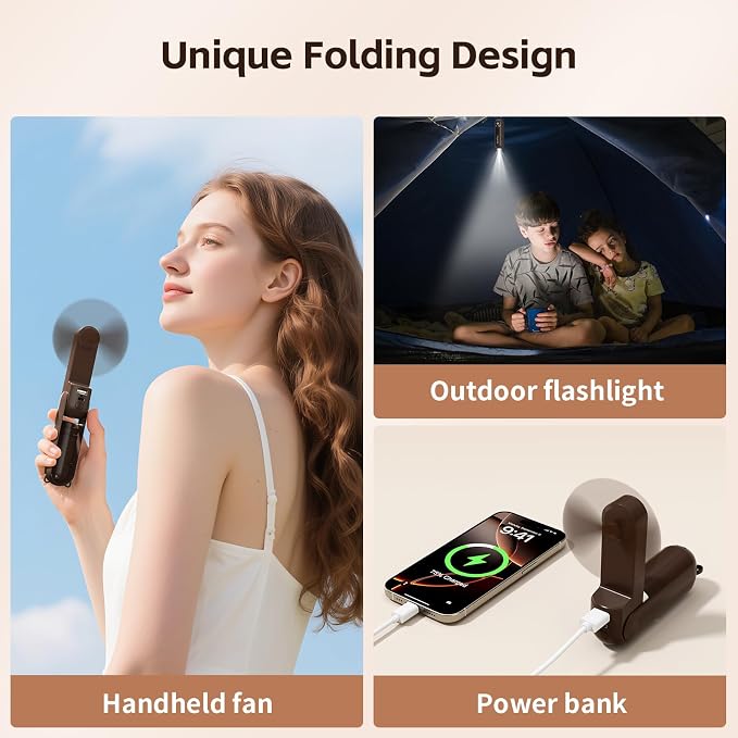 Mini Handheld Fan, USB Rechargeable 3 IN 1 Personal Cooler Fans - Image 4