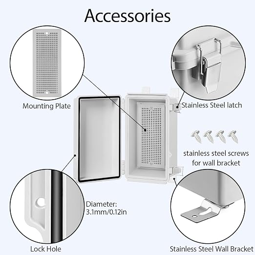 LeMotech Electrical Box, IP67 Waterproof Hinged Cover Stainless Steel Latch - Image 4