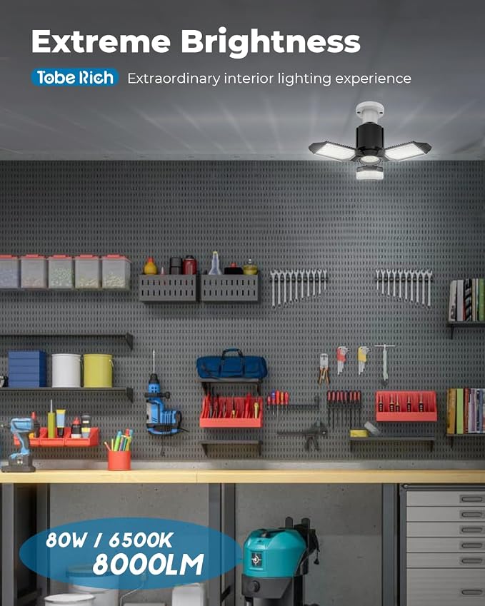 toberich LED Garage Light Bulb, 8000LM Shop Lights - Image 2
