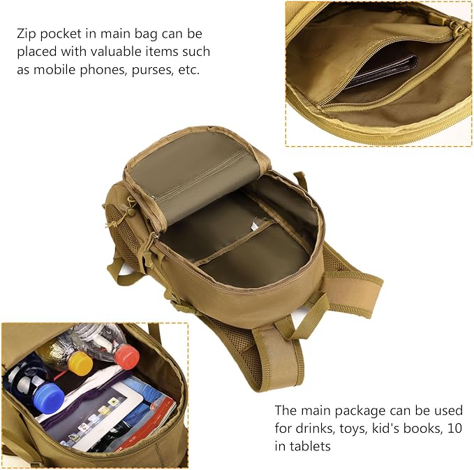 ArcEnCiel 10L/20L Mini X-Small Tactical Backpack MOLLE Daypack Gear Pack - Image 5
