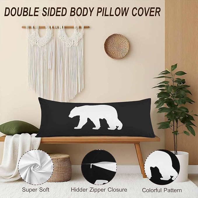 20"X54" Body Pillow Case Bear, Polar Bear Side Sleeper Body Pillow Covers Long - Image 4