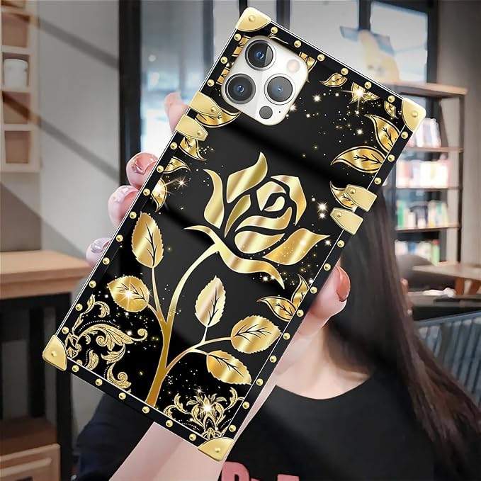 Compatible with iPhone 12 Pro Max Case, Shine Gold Rose Luxury Golden Decoration - Image 7