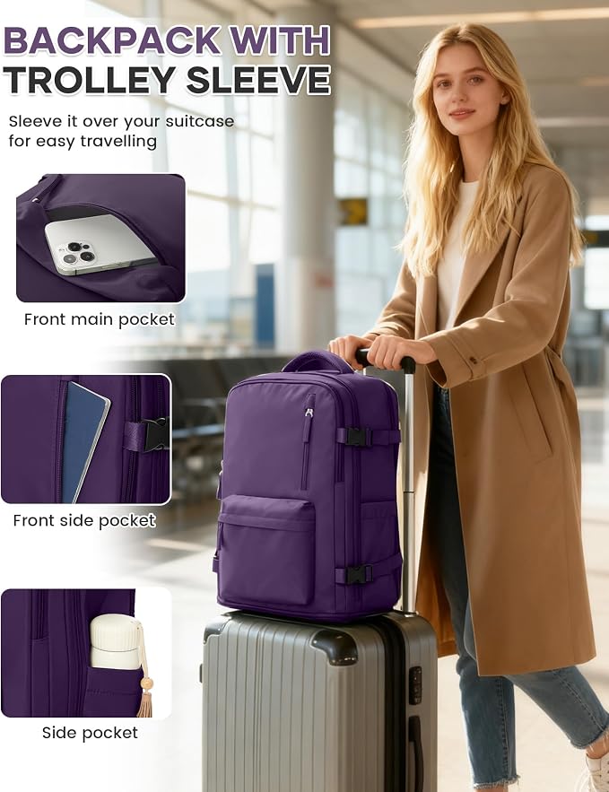 WONHOX Large Travel Backpack Carry on Flight Approved Laptop Work Business - Image 5
