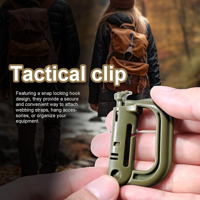 6 Pack 2.12“ Tactical Locking D Ring Plastic Carabiner Backapck Molle Hook Clip - Image 6