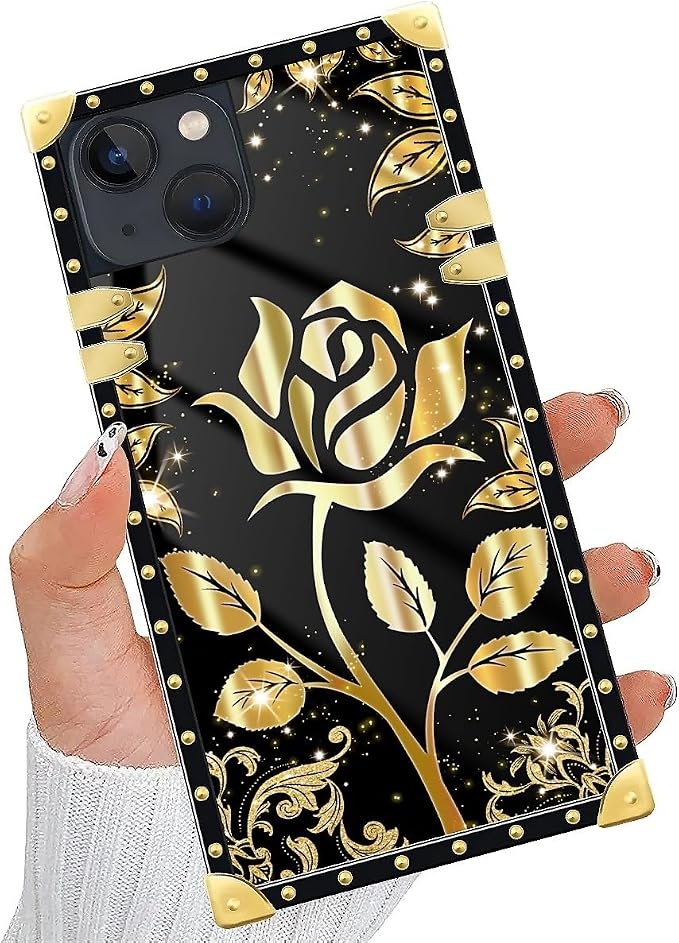 Compatible with iPhone 14 Case, Shine Gold Rose Luxury Golden Decoration - Image 5