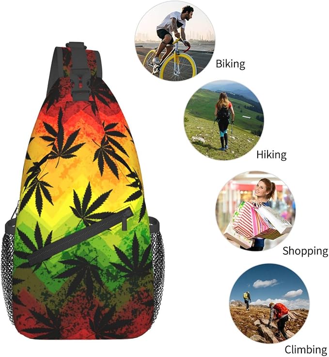 Marijuana Leaves Sling Bag For Women Men Fashion Print Backpack Crossbody - Image 6