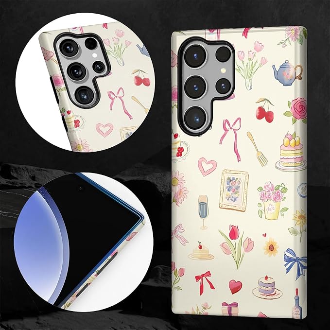 for Samsung Galaxy S24 Ultra Case, HL2 Aesthetic Bow Preppy Collage Hybrid 2 - Image 4
