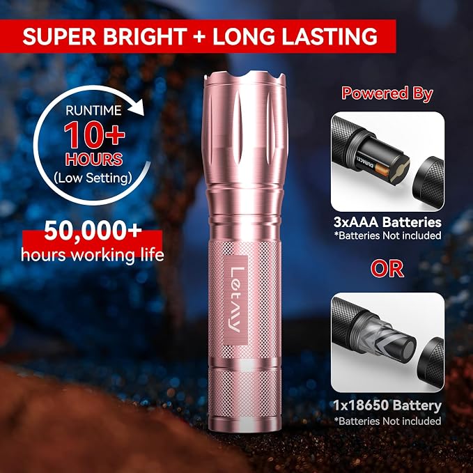 LETMY Tactical Flashlight S2000-2 Pack Bright Military Grade LED Flashlights - Image 3