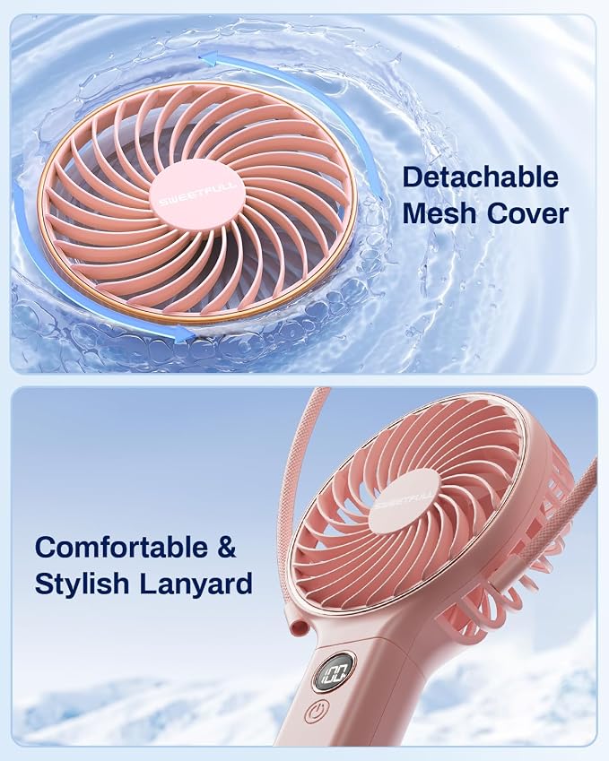 SWEETFULL Handheld Portable Fan, 5000mAh Rechargeable Battery, 6 Speed Wind - Image 8