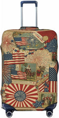 Patriotic 4th of July Luggage Cover, American Flag Fireworks Elastic Suitcase by XBFCDN