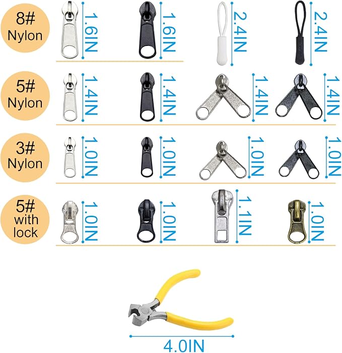 254 Pcs Zipper Repair Kit with Case Include Zipper Replacement and Pull - Image 3