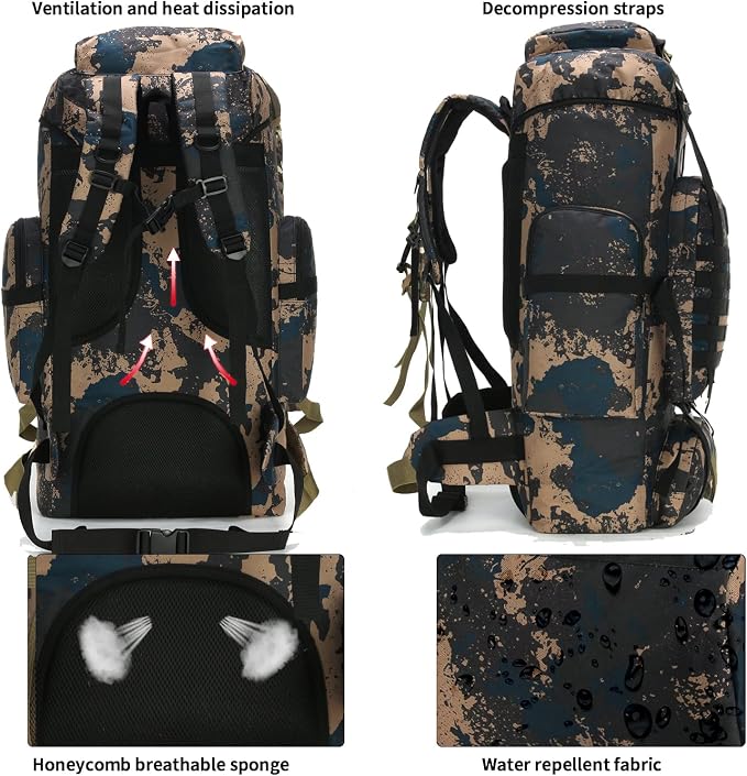 Hiking Backpack for Men 70L/100L Camping Backpack Military Rucksack Molle 3 - Image 2