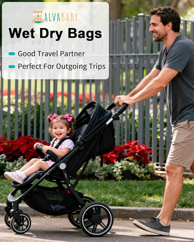 ALVABABY 3 pcs Cloth Diaper Wet Dry Bags Waterproof Reusable - Image 7