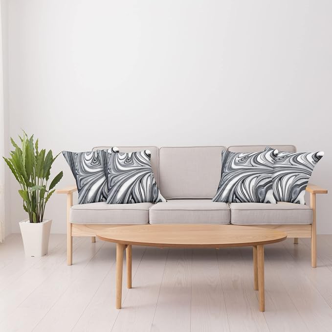 Ambesonne Abstract Throw Pillow Cushion Case Pack of 4, Mix of White and Black - Image 4