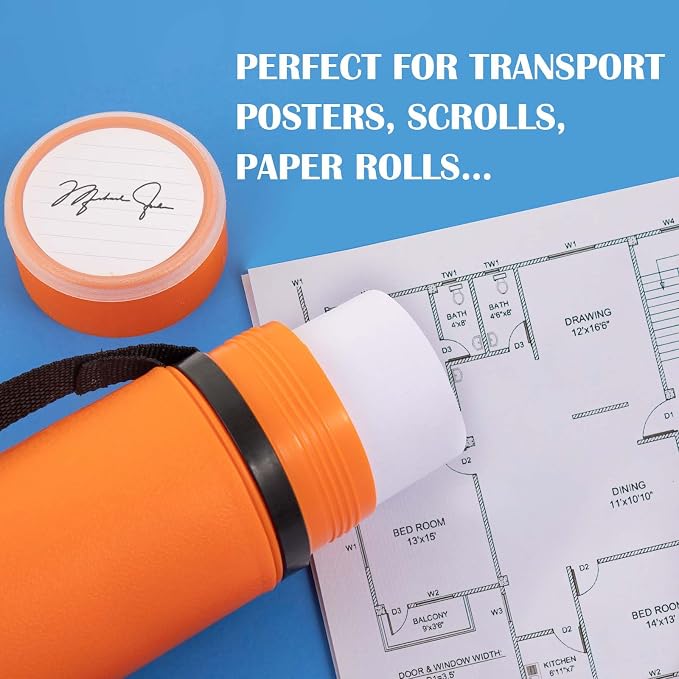 JJRING Orange Poster Tube, Poster Carrying Case - Image 5