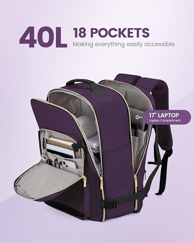 LOVEVOOK Travel Backpack for Women & Men 40L, Airline Approved Carry On - Image 3