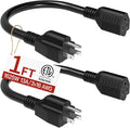 16/3 Short Extension Cord 1 FT 2 Pack, Indoor 3 Prong Power Cable, Suitable by Skrizcable