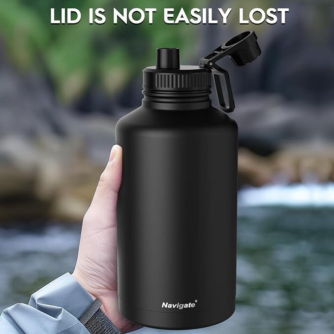 Navigate 64 oz Stainless Steel Insulated Water Bottle, Double Walled Leak Proof - Image 4