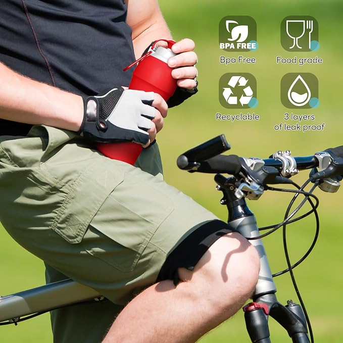 Collapsible Lightweight 20oz Water Bottle, Food-Grade Silicone BPA Free - Image 2