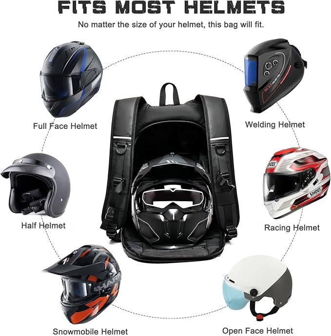 Motorcycle Backpacks for Men and women, Waterproof Helmet Backpack, Motorcycle - Image 4
